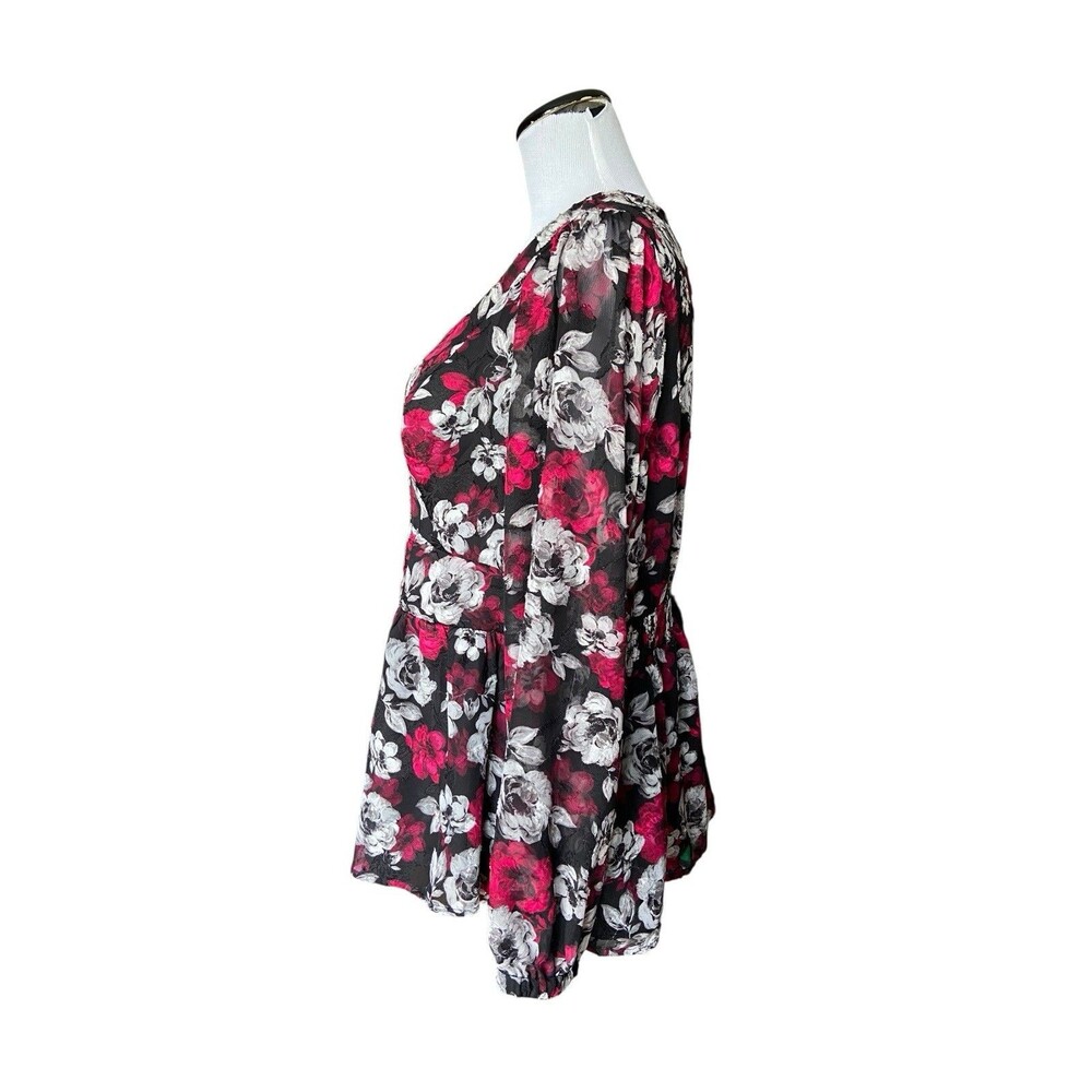 Torrid Womens Romantic Goth Peplum Top Size L Semi Sheer Dark Feminine Babydoll - Picture 3 of 16